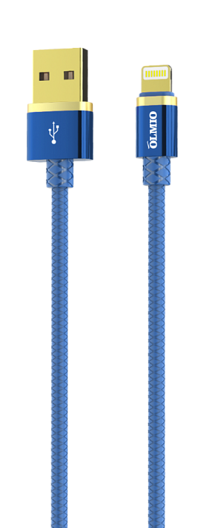 Кабель DELUXE, USB 2.0 - lightning, 1м, 2.1A, синий, OLMIO