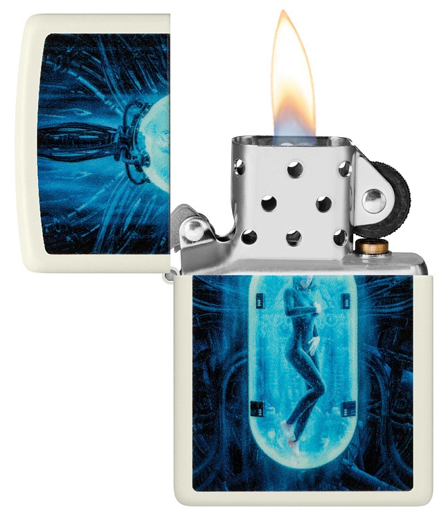 Зажигалка ZIPPO Woman in Tube с покрытием Glow In The Dark Green, латунь/сталь, белая, 38x13x57 мм