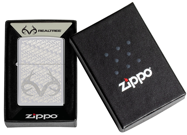 Зажигалка ZIPPO Reatree® с покрытием High Polish Chrome, латунь/сталь, серебристая, 38x13x57 мм