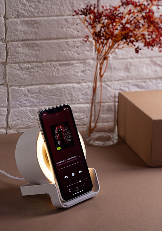 Bluetooth колонка-подставка "Smart Sound" с беспроводным (10W) зарядным устройством и подсветкой