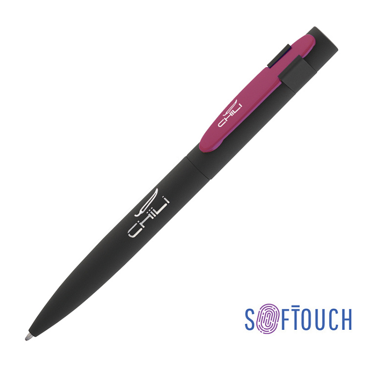 Ручка шариковая "Lip", черный/оранжевый, покрытие soft touch