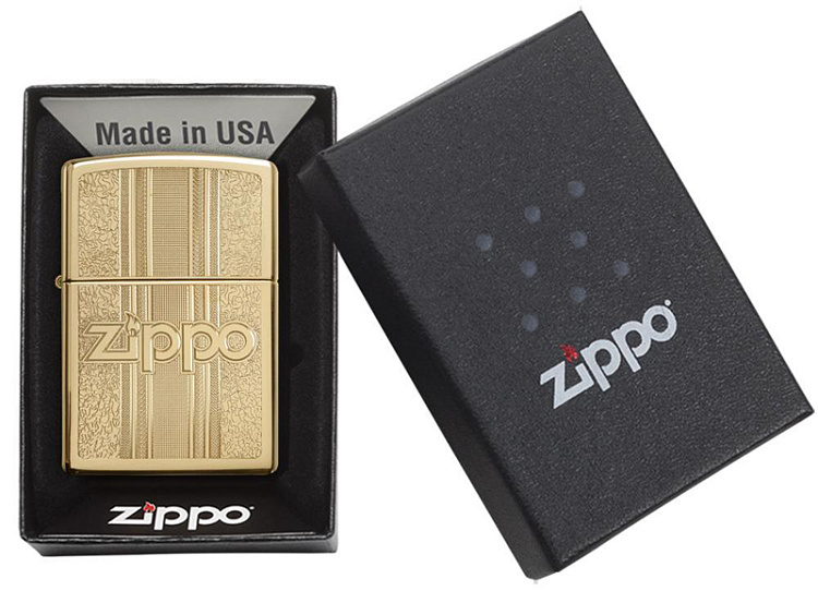 Зажигалка ZIPPO Pattern Design с покрытием High Polish Brass, латунь/сталь, золотистая, 38x13x57 мм