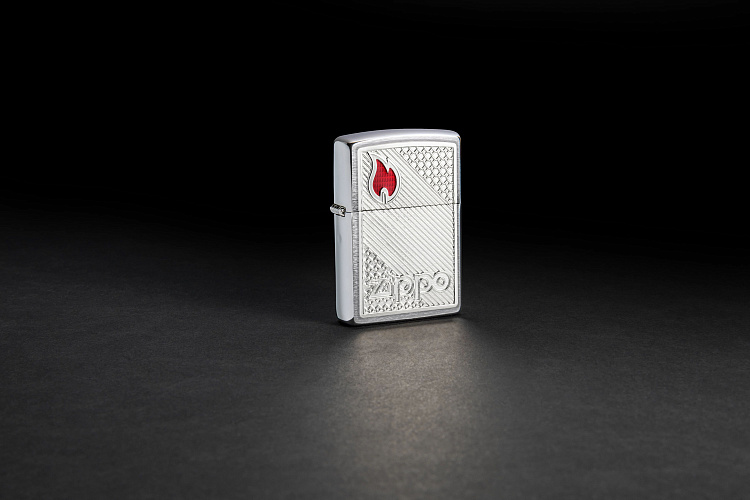 Зажигалка ZIPPO Classic с покрытием Brushed Chrome, латунь/сталь, серебристая, 38x13x57 мм