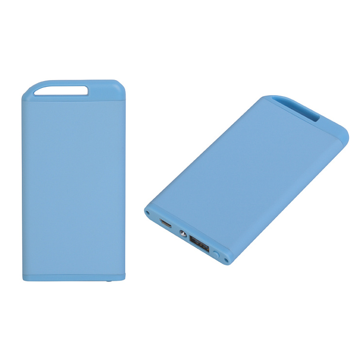 Зарядное устройство "Theta" с фонариком, 4000 mAh, голубой, покрытие soft touch#