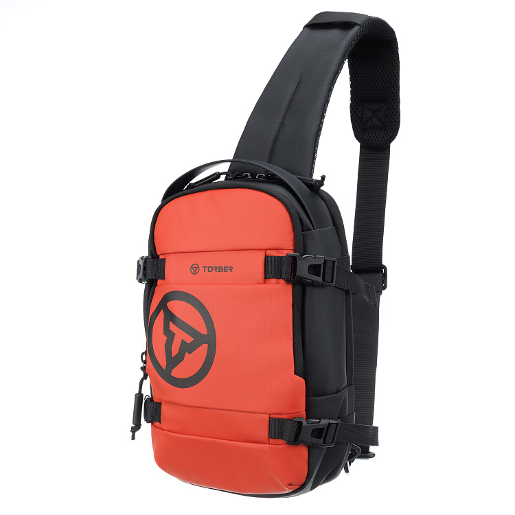 Рюкзак на одно плечо TORBER Xtreme, оранжевый/чёрный, 20 х 8 х 31 см, 5л