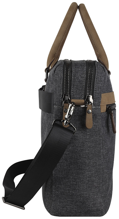 Портфель мужской BUGATTI Luce 15'', серый, полиэстер, 40х10х31,5 см