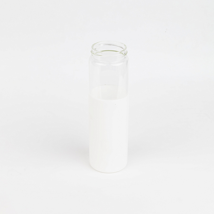 Бутылка стеклянная с силиконовой манжетой и бамбуковой крышкой  Glass, синяя