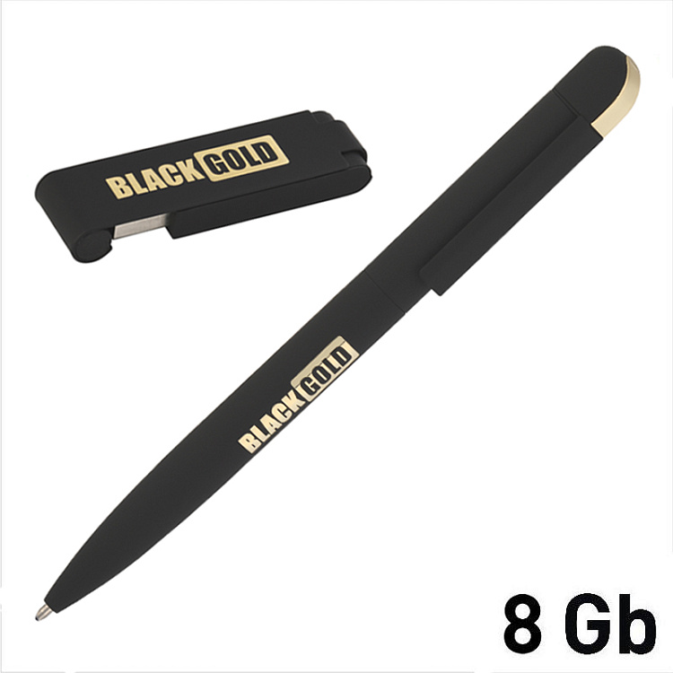 Набор подарочный: флешка 8 Гб и ручка в футляре, покрытие soft touch