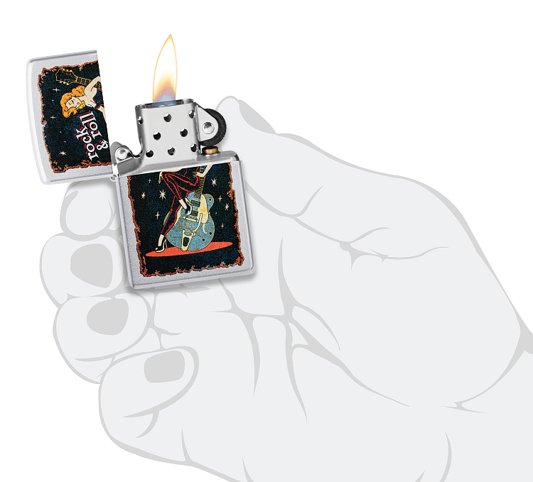 Зажигалка ZIPPO Cool Chick с покрытием Satin Chrome, латунь/сталь, серебристая, 38x13x57 мм