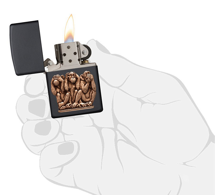 Зажигалка ZIPPO Classic с покрытием Black Matte, латунь/сталь, чёрная, матовая, 38x13x57 мм