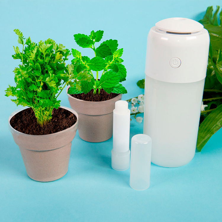 Два горшочка NERTEL для выращивания петрушки и мяты с семенами, биоразлагаемый материал, грун