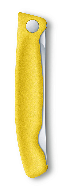 Нож для овощей VICTORINOX SwissClassic, складной, лезвие 11 см с волнистой кромкой, жёлтый