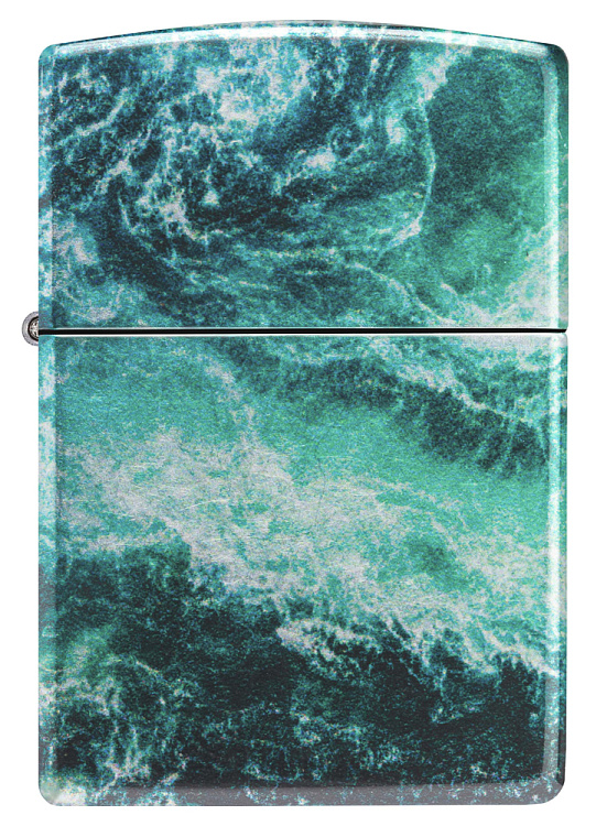 Зажигалка ZIPPO Rogue Wave с покрытием 540 Tumbled Chrome, латунь/сталь, бирюзовая, 38x13x57 мм