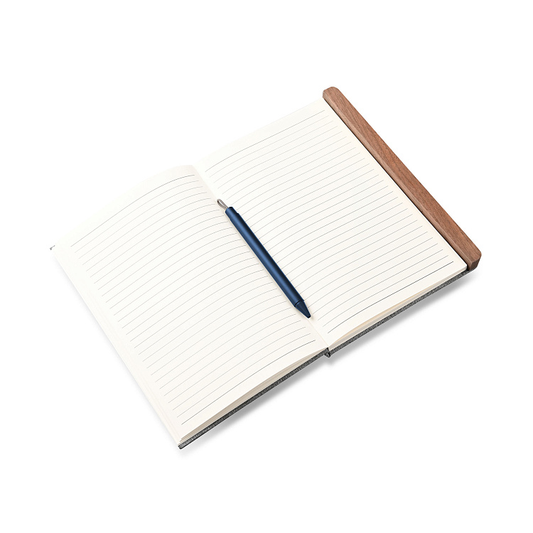 Блокнот с ручкой в ореховом магнитном пенале