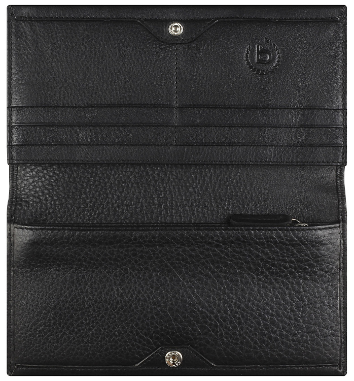 Кошелёк женский BUGATTI Lady Top, чёрный, натуральная воловья кожа, 19,5х2х10 см