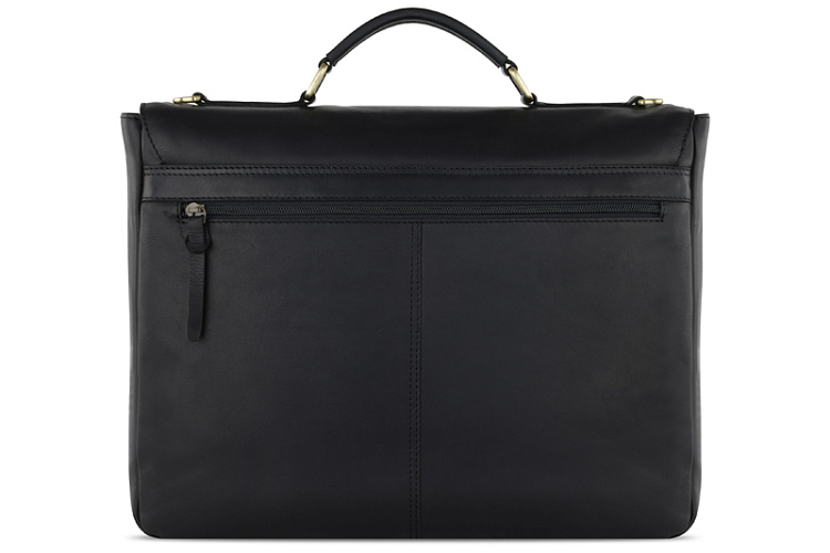 Портфель KLONDIKE RUSH «Louis», натуральная кожа в черном цвете, 40 х 30 х 10 см