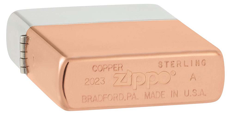 Зажигалка ZIPPO Bimetal с двойным металлическим покрытием, медь/латунь/сталь, медная, 38x13x57 мм