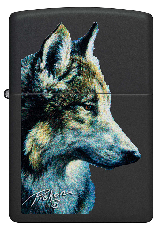 Зажигалка ZIPPO Linda Picken с покрытием Black Matte, латунь/сталь, черная, 38x13x57 мм