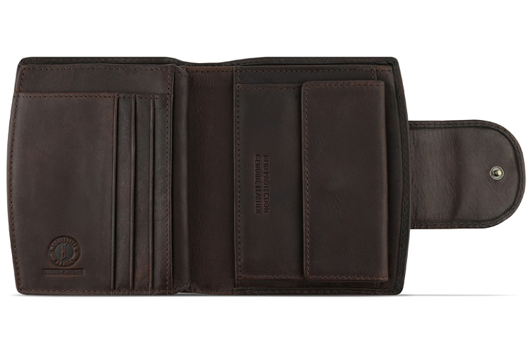 Бумажник KLONDIKE RUSH «Jenny», натуральная кожа в темно-коричневом цвете, 11 х 12,5 х 2,5 см