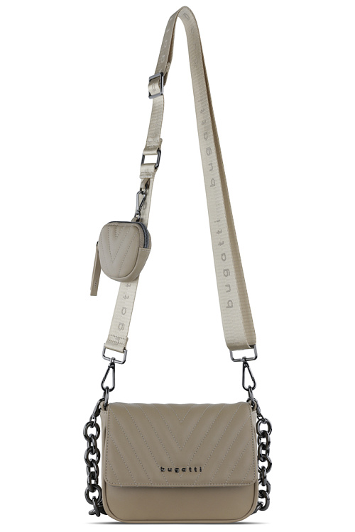 Сумка наплечная женская BUGATTI Sira, песочная, полиуретан, 21х6х16 см