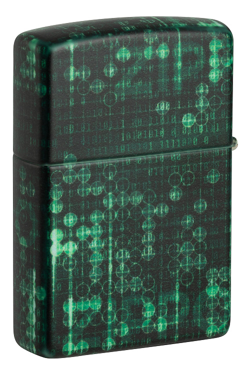 Зажигалка ZIPPO Pattern с покрытием Glow In The Dark Green, латунь/сталь, черно-зеленая, 38x13x57 мм