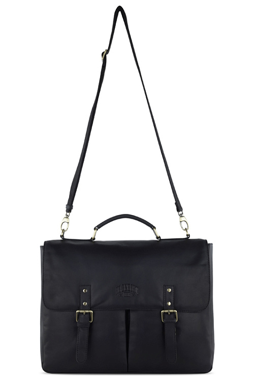 Портфель KLONDIKE RUSH «Louis», натуральная кожа в черном цвете, 40 х 30 х 10 см