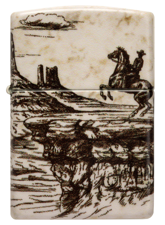 Зажигалка ZIPPO Western Design с покрытием 540 Matte, латунь/сталь, белая, 38x13x57 мм