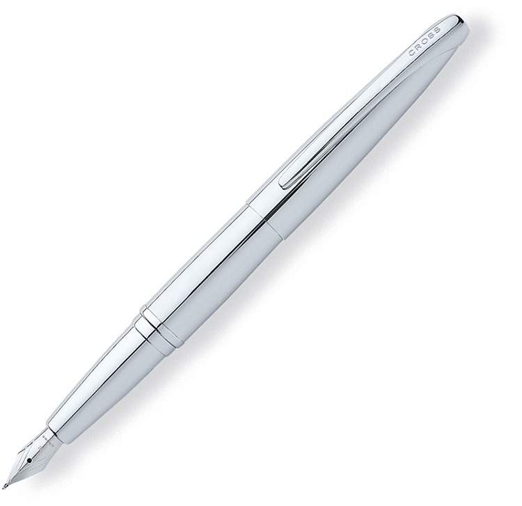 Перьевая ручка Cross ATX. Цвет - серебристый. Перо - сталь, тонкое.