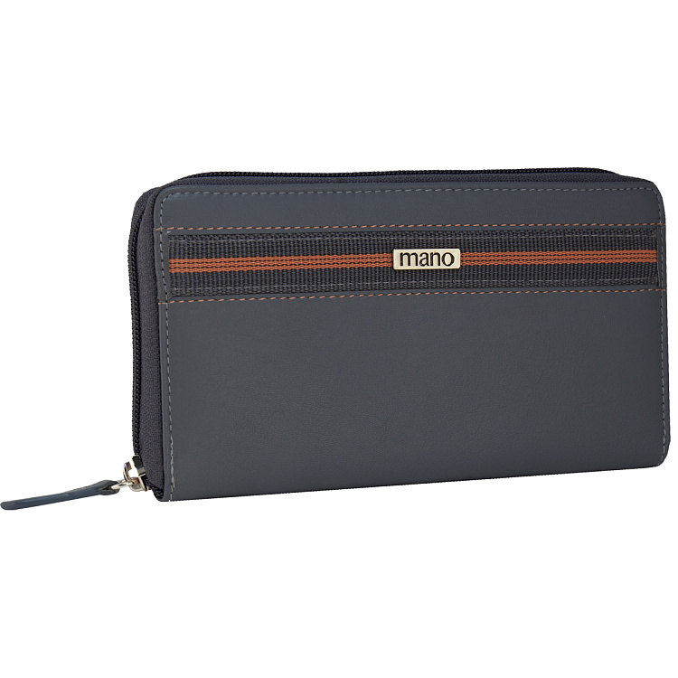 Кошелек Mano "Don Leonardo", с RFID защитой, натуральная кожа в сером цвете, 19 х 2 х 10,5 см