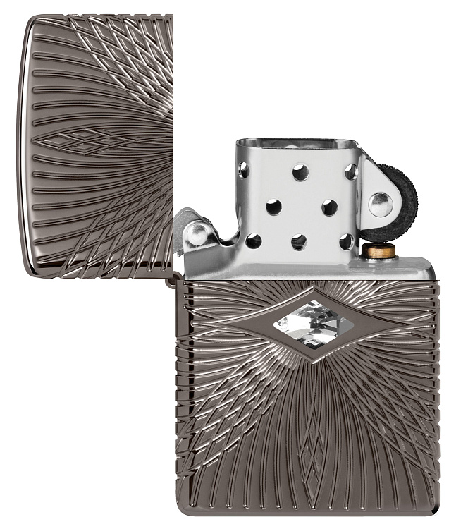 Зажигалка ZIPPO Armor® с покрытием Black Ice®, латунь/сталь, чёрная, 38x13x57 мм