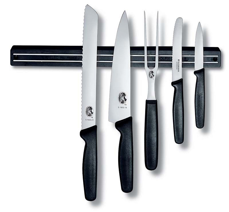 Магнитный держатель для ножей VICTORINOX "Major", 35 см, с 3 отверстиями для фиксации, чёрный