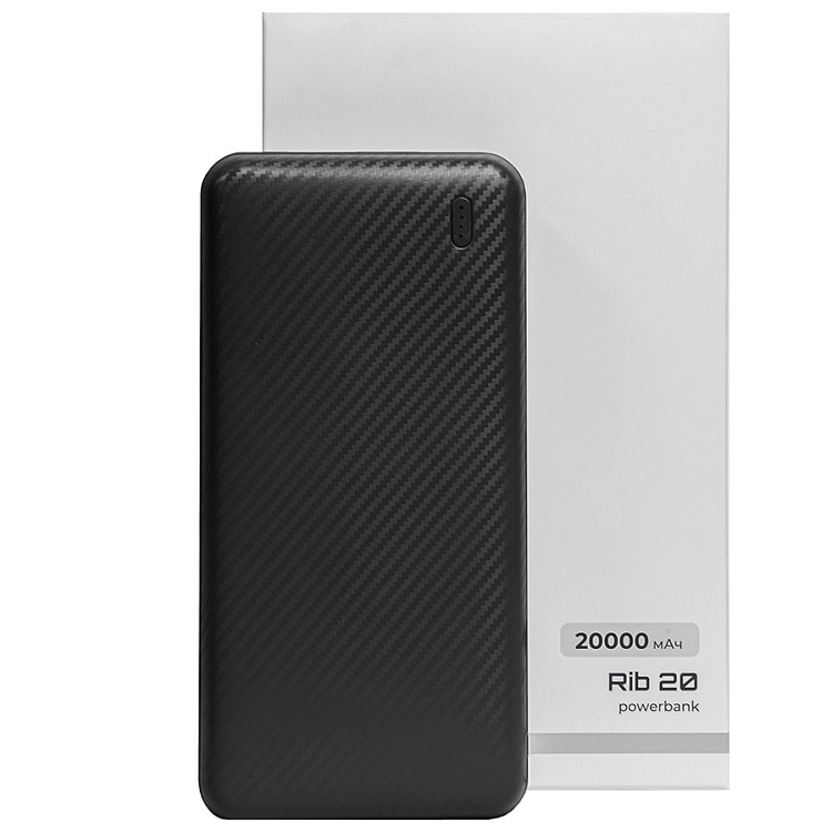 Универсальный аккумулятор Rib 20 (20000 мАч), серый, 14,1х6.9х2,8 см
