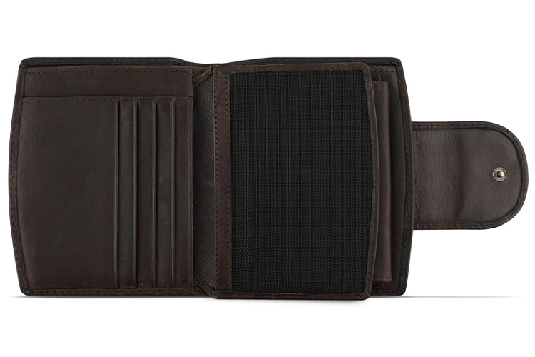 Бумажник KLONDIKE RUSH «Jenny», натуральная кожа в темно-коричневом цвете, 11 х 12,5 х 2,5 см