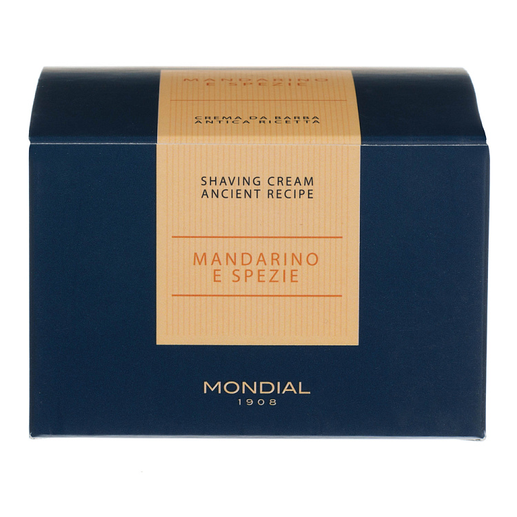 Крем для бритья Mondial "MANDARINO E SPEZIE" с ароматом мандарина и специй, деревянная чаша, 140 мл