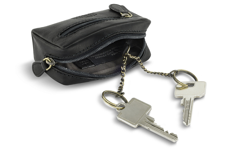 Ключница KLONDIKE RUSH «Harvey», натуральная кожа в черном цвете, 11 х 5,5 х 3,5 см