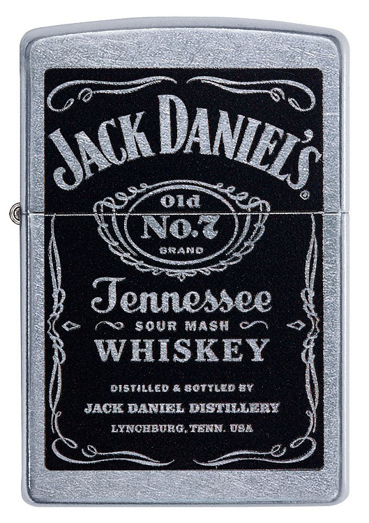 Зажигалка ZIPPO Jack Daniels® с покрытием Street Chrome, латунь/сталь, серебристая, 38x13x57мм