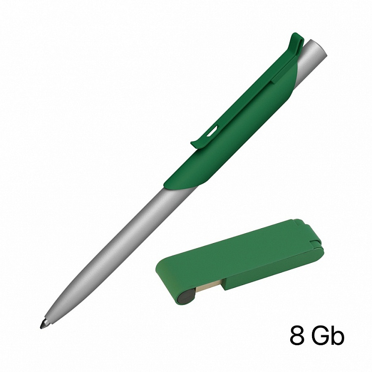 Набор ручка "Skil" + флеш-карта "Case" 8 Гб в футляре, оранжевый, покрытие soft touch#