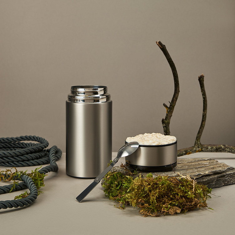 Термос для еды Bento, серебряный