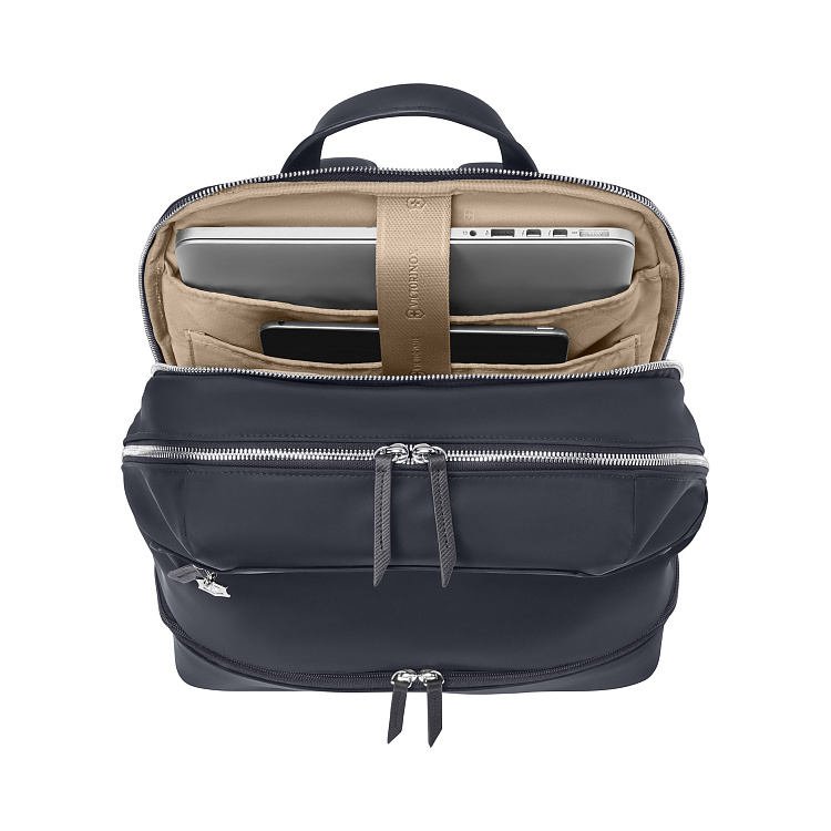 Рюкзак VICTORINOX Victoria Signature Deluxe Backpack, синий, нейлон/кожа, 32x18x39 см