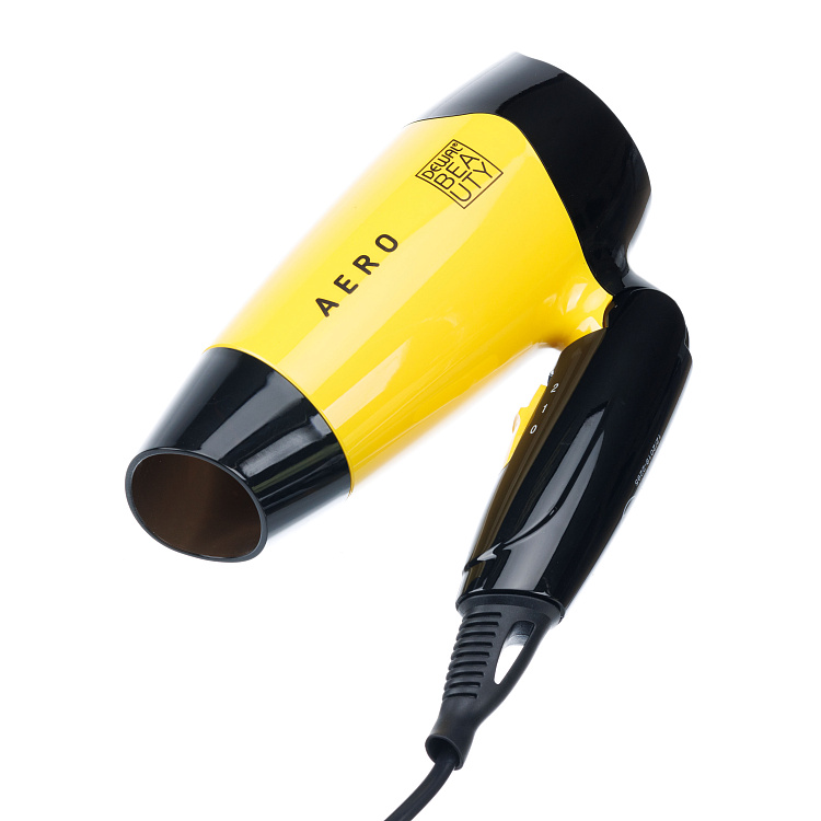 Фен DEWAL BEAUTY Aero Yellow, дорожный, жёлтый, 1400 Вт, 1 насадка