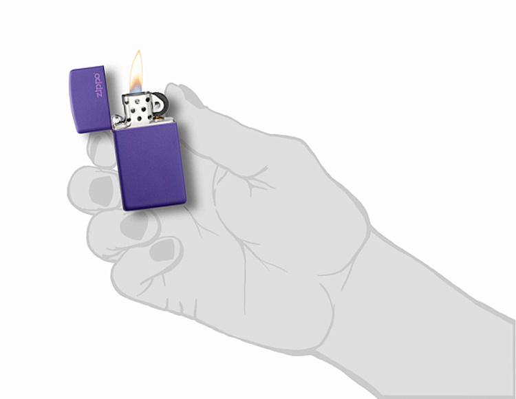 Зажигалка ZIPPO Slim® с покрытием Purple Matte, латунь/сталь, фиолетовая, матовая, 29x10x60 мм