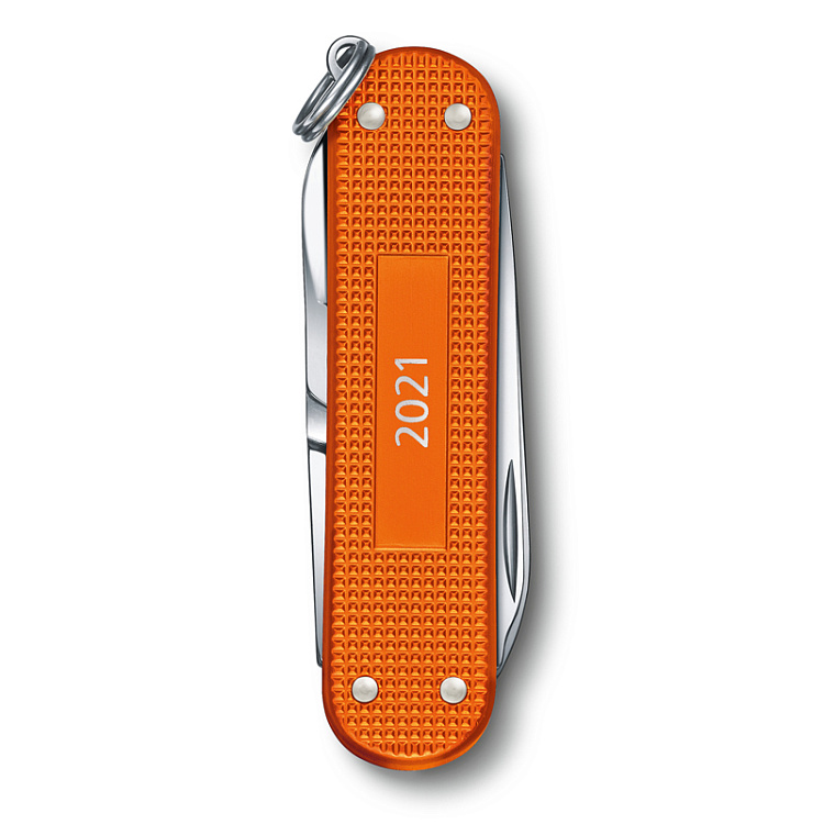 Нож-брелок VICTORINOX Classic Alox LE 2021, 58 мм, 5 функций, алюминиевая рукоять, оранжевый