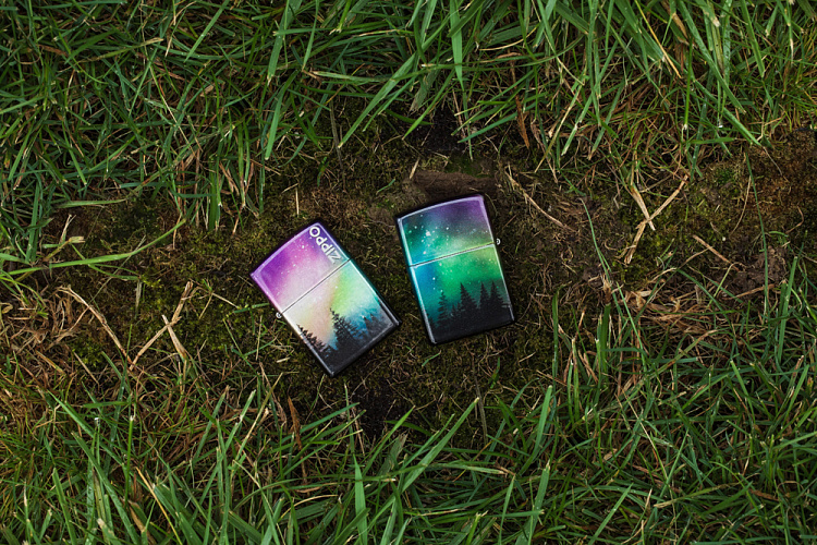 Зажигалка ZIPPO Colorful Sky с покрытием 540 Tumbled Chrome, латунь/сталь, разноцветная, 38x13x57 мм