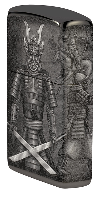 Зажигалка ZIPPO Knight Fight с покрытием High Polish Black, латунь/сталь, чёрная, 38x13x57 мм