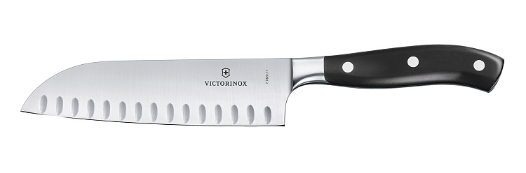 Набор из 6 кованых кухонных приборов VICTORINOX: 5 ножей и ножницы, в антрацитовой подставке из бука