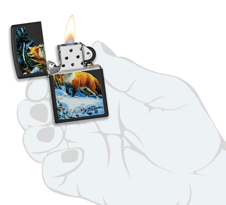 Зажигалка ZIPPO Linda Picken с покрытием Black Matte, латунь/сталь, черная, 38x13x57 мм