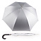 Зонт-трость полуавтоматический "Элеганс" с чёрной изогнутой ручкой, цвет купола серебряный
