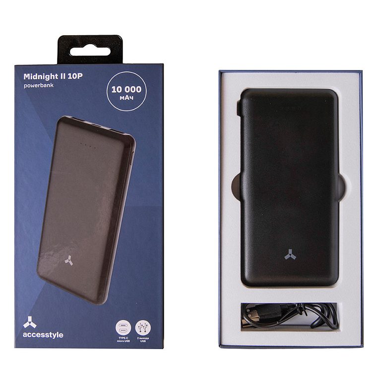 Внешний аккумулятор Accesstyle Midnight II (10000 mAh), черный
