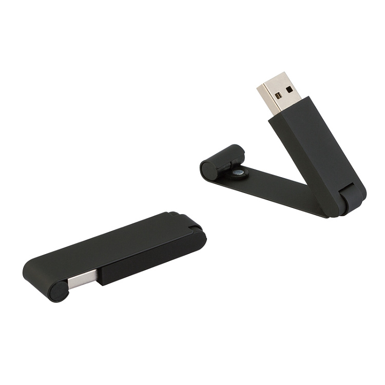 Флеш-карта "Case", объем памяти 16GB, черный/золото, покрытие soft touch