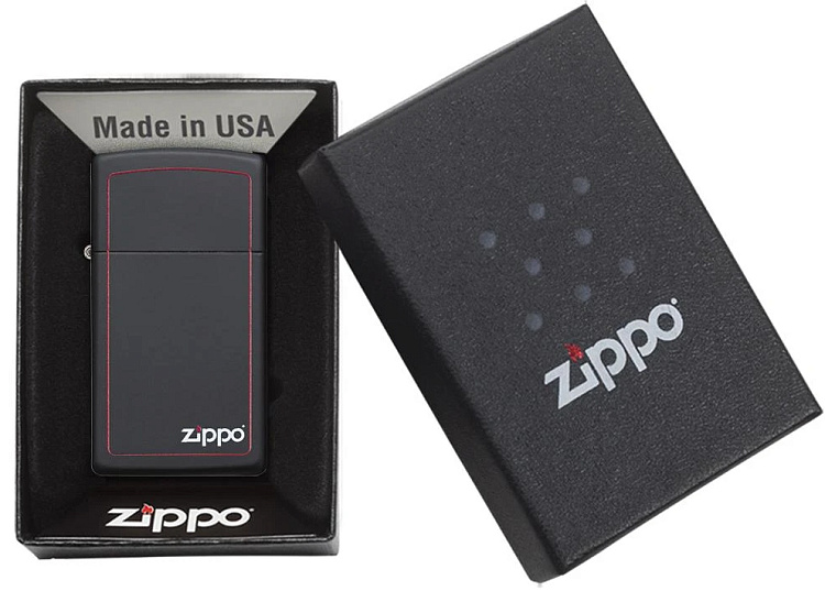 Зажигалка ZIPPO Slim® с покрытием Black Matte, латунь/сталь, чёрная, матовая, 29x10x60 мм